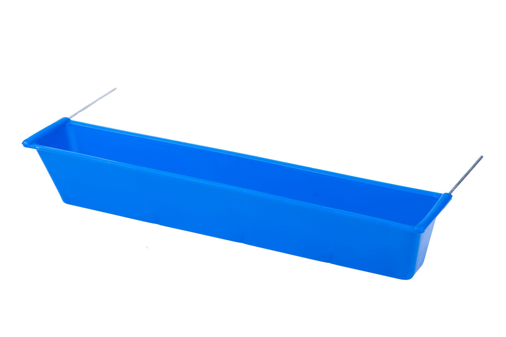 Blaue Tränke für Taubentransportkörbe aus Kunststoff mit Metallbügel